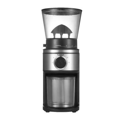 China Hotel Stainless Steel 300g Bean Container Adjustable Powder One Transparent Burr Coffee Bean Electric Conical Grinder for sale