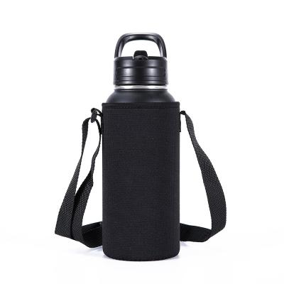 China Neoprene Drink Carry Customized Water Bottle Holder Sleeve Bag Bottle Carrier Viable Cooler Pouch With Adjustable Shoulder Strap for sale