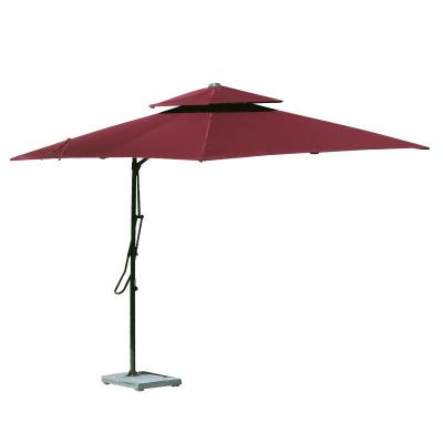 China Modern Top Fashion Design Outdoor Steel ParasolWrench Sun Protection Double Hanging Umbrella for sale