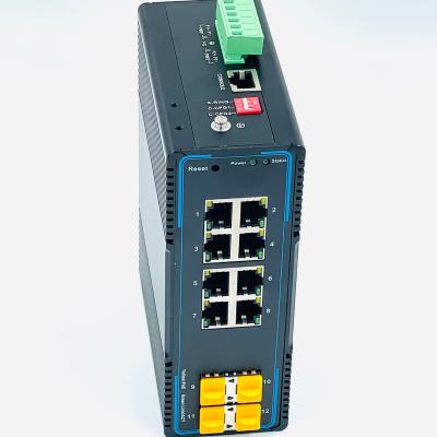 China POE Managed industrial switches Layer 2+   Downlink 8 * 10/100/1000Base-T Ethernet Ports, Support POE Uplink 4 * 10GBase-X SFP+ for sale