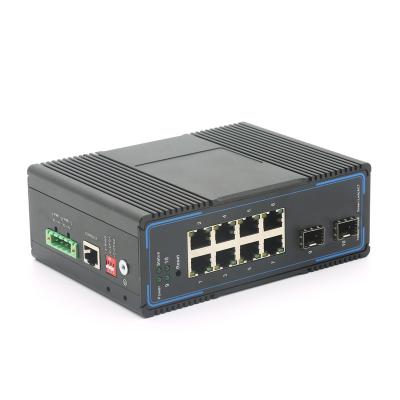 China LACP Managed industrial switches Layer 2  8 * 10/100/1000Base-T Ethernet Ports, Supporting POE+  2 * 1000BASE-X SFP for sale