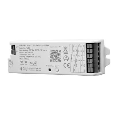 China All LED Light 2.4GHz RF Remote , DC12-24V WiFi Controlled Tuya Smart Life 5-in-1 LED Controller for sale