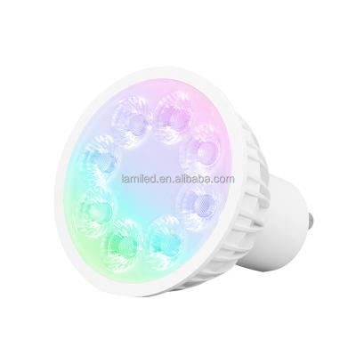 China Hotel 2022 Original Dimming RGB Led Phone 6W Control Light wifi Smart GU10 Colored Spot Light for sale