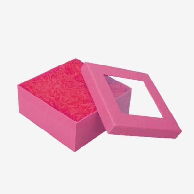 China Disposable Plain Disposable Cardboard Square Form Universal Gift Cosmetic Packaging Box With PVC Window for sale