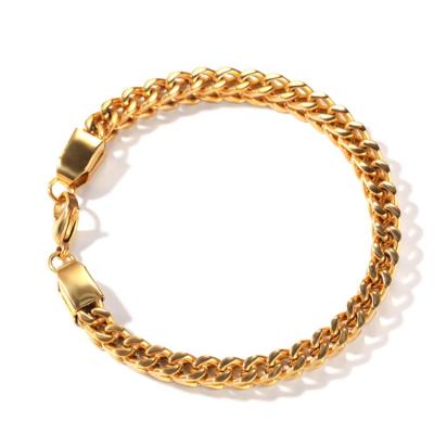 China Wholesale Hiphop 6mm Hip Hop 18K Gold Franco Link Chain Bracelet Men Fashion Bangles Jewelry Wholesale for sale