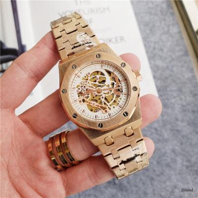 China Wholesale Price Luxury Mens Day/Date Stainless Steel Gold Plated Geometric Crystal Mechanical Watch Jewelry for sale