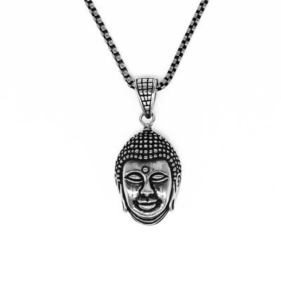 China Wholesale Vintage 316L Stainless Steel Religious Jewelry Buddhism Pendant Sleeping Buddha Necklace for sale