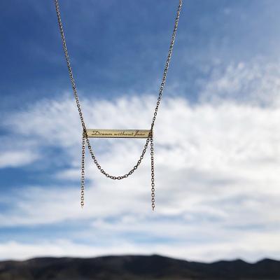 China Fashionable Custom Special Tassel Stainless Steel Design Jewelry Inspired Dream Chain Without Dreads Horizontal Bar Pendant Necklace for sale