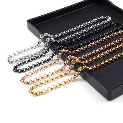 China TRENDY Fashion Jewelry Mens Womens Multi Color Silver Gold/Rose Gold Plating Stainless Steel Black Rolo Chain Necklace for sale