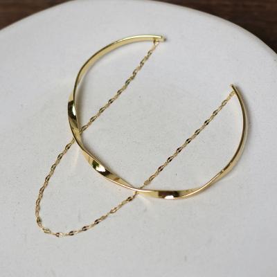 China New Design Trendy Gold Trendy Stainless Steel Mobius Twist Mobius Cuff Bracelet Thin Chain Bracelet for sale