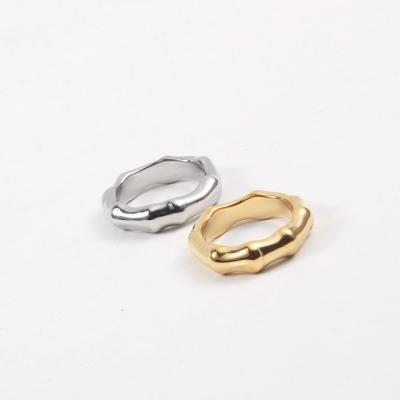 China FASHIONABLE Women Jewelry Wholesale Tasty 18K Gold Plated Stainless Steel Bamboo Finger Rings for sale