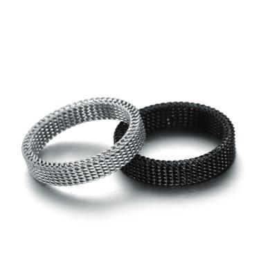 China Retro Hiphop Ring Style Wholesale Jewelry Stainless Steel Net Knitting Plated Rings Ring For Women for sale