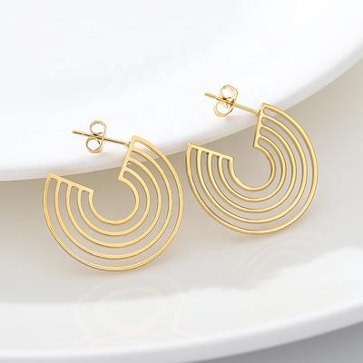 China Fashionable New Amazon Jewelry Semicircular Ladies' Earrings Ladies' Soft Earrings Geometric Stainless Steel Earrings for sale