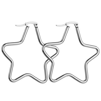 China Stainless Steel Fashion Elegant Jewelry Large Circle Earings Star Stainless Steel Hoop Earrings For Women for sale