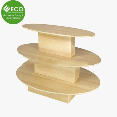 China Promotion Customizad Logo Exhibition Wooden Fruit Display Stand For Promotional Use for sale