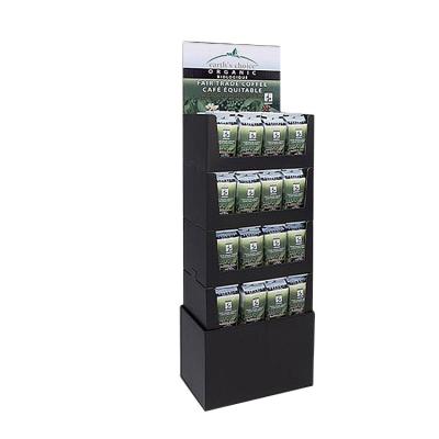 China Customized Cardboard Floor Standing Display Stand Coffee Display Rack For Coffee Packets for sale