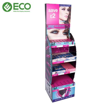 China Floor High Quality Eyelash Product Paper Cardboard Display Rack Cosmetic Makeup Displays Rack for sale