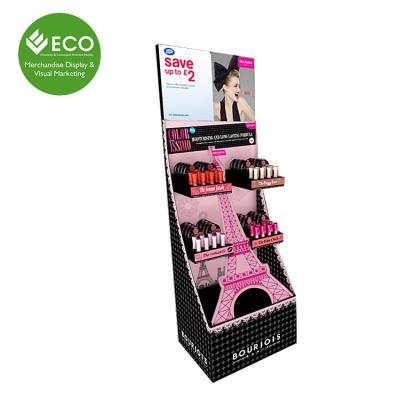 China Floor Customized Wholesale Eyelash Product Paper Cardboard Display Stand Cardboard Makeup Cosmetic Displays Rack for sale