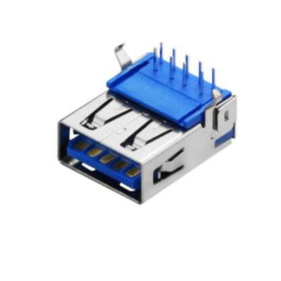 China USB 3.0 female connector af 3.0 smt usb female connector usb 3.0 degree 9 pin flat AF 90 plug for sale