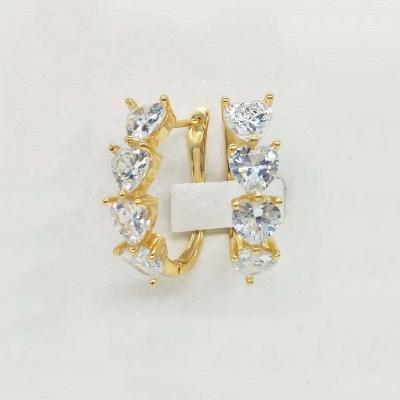 China PINDU Trendy Fashion Gold Heart Shape CZ Stone Party Big Circle Earring for sale