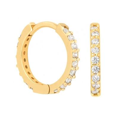 China PINDU FASHIONABLE Tasty Simple Brass Pave Delicate Huggie Bass Earring Diamond CZ Circle Jewelry for sale