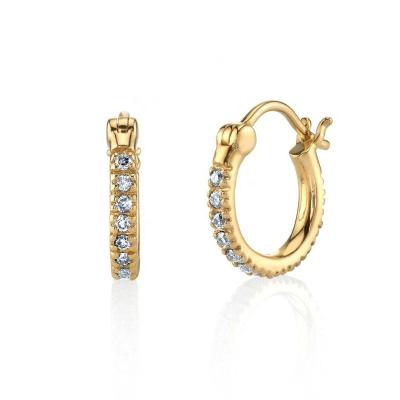 China PINDU Fashion Tasty Colorful Diamond Base Fashion Rainbow Small Huggie Gold CZ Circle Earring for sale