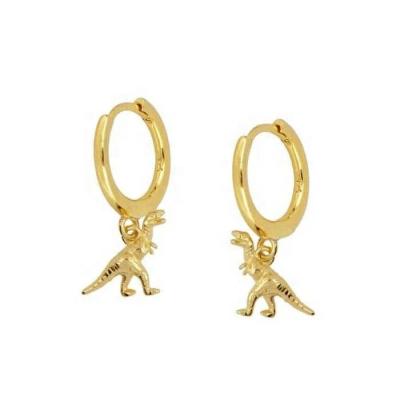 China PINDU Jewelry Fashion Golden Delicacy Dinosaur Drop Animal Circle Earring Brass Wholesale for sale