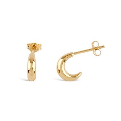 China PINDU TRENDY Gold Plated Crescent Moon Huggie Earring Copper Delicate Simple Jewelry for sale