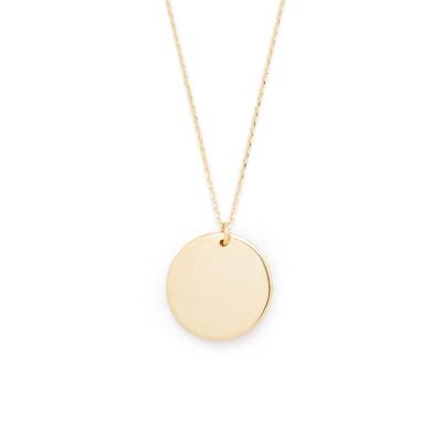 China PINDU TRENDY Minimalist Gold Engraved Personalized Name Brass Coin Pendant Necklace for sale