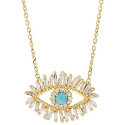 China New Design TRENDY Brass Luxury Wand Big Fashion PINDU Evil Eye Necklace Jewelry Women for sale