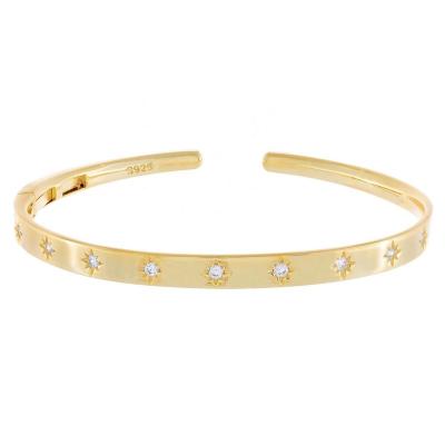 China BOHEMIA PINDU Gold Plated Fashion Diamond CZ Starburst Cuff Bangle Bracelet Women for sale