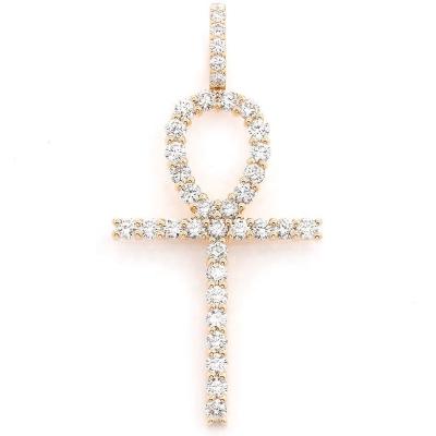 China PINDU FASHIONABLE High Quality Full Pave Iced Out Cubic Zircon Out Big Cross Pendant For Necklace Gold for sale