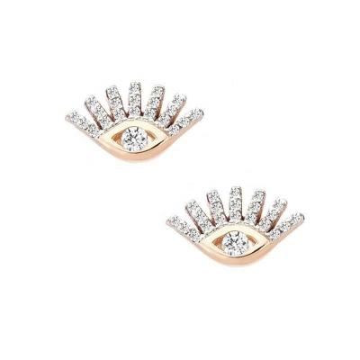 China PINDU Fashionable Hawaiian Sexy Full Custom Jewelry Maker Pave Small Evil Eye Brass Stud Earring for sale