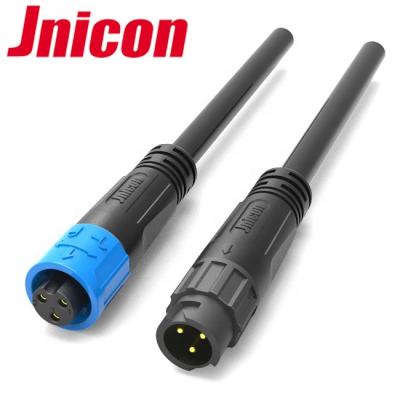 China Jnicon M12 Electronic Cable Circled 3 Pin Cable Connector Male Female Plug for sale