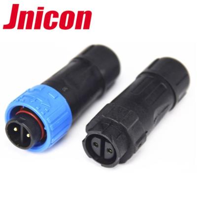 China Waterproof Power Jnicon IP67 M16 2 Pin Male Plug And Female Socket Connector With Blue Ring for sale