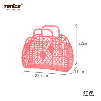 China Tenice Wholesale Kitchen Cheap Foldable Plastic Vegetable Mesh Storage Folding Hanging Baskets for sale