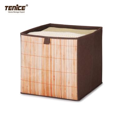 China Tenice Folding Custom Design Foldable Nonwoven Fabric Storage Cube Barrel For Home Organization for sale