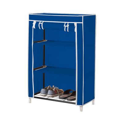 China Plain Woven Custom Adjustable Non Tensioning 3 Tier Stackable Metal Shoe Rack for sale