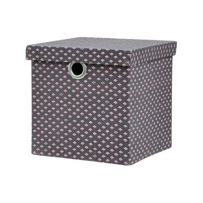 China Tenice Collapsible Folding Cloth Storage Cube Box Organizer with Lid Metal Hole Handle Design for sale