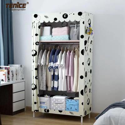 China Tenice Cheap Portable Bedroom Storage Wardrobe Collapsible Nonwoven Collapsible Design For Clothes for sale