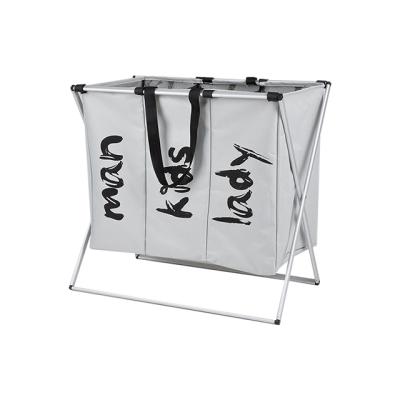 China Modern Customized Folding 3 Section Layer Storage Clothing Tube Laundry Basket for sale