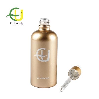 China Personal Care 100ml Gold Dropper Glass Bottles for sale