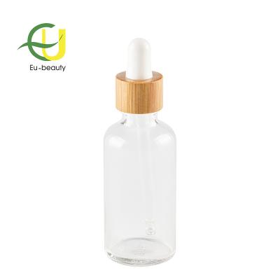 China Personal Care 50ml Clear Essential Oil Bottle Glass Cosmetic Dropper Bottle for sale