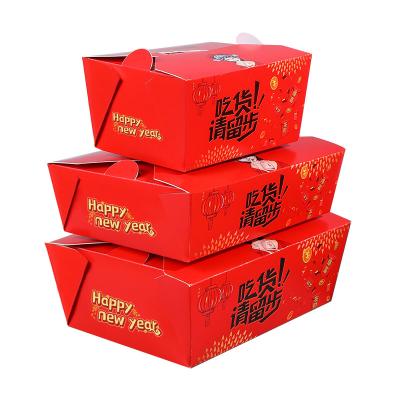 China High Quality Food Grade Disposable Paper Packaging Boxes Custom Printed Handle Gable Box For Frozen Chicken Wings Fried Chicken Takeout for sale