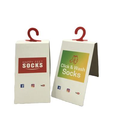 China Custom Cardboard Hang Tag With Hanger Logo Card Socks New Paper Socks Packaging Hot Sale Viable for sale