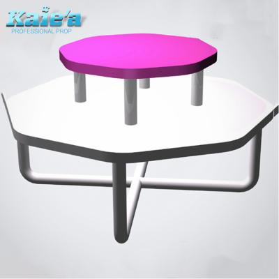 China fashion & custom design of modern round metal shop table and wooden clothing store display table for sale