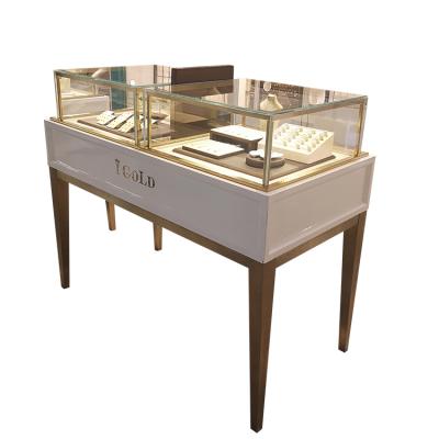 China Modern High End White Jewelry Display Showcase Kiosk Design for sale