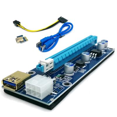 China Metal slot 009s riser 6 pin sata 15 pin interface VER009s adapter card with USB 3.0 1X to USB 009s slot 4 capacitors riser card in metal 16X metal for sale