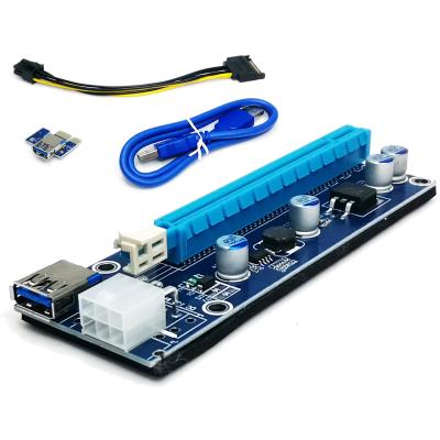 China 006C PC Riser Card 6 Pin Interface And Gold Plated USB 4 To 6 Pin Cable Power Capacitors Adapter Riser Card Sata 15 Pin for sale