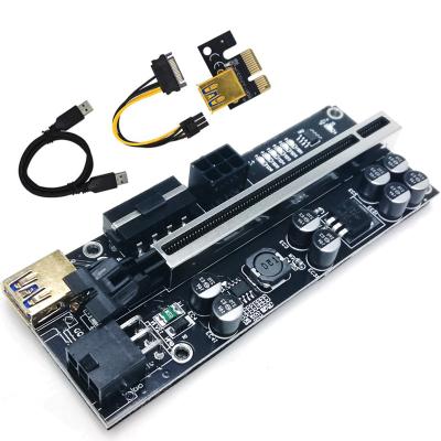 China PC 010S Plus Express Riser 3 Interface Dual 6 Pin 8 Pin 8 Capacitors Cable 1X To 16X Adapter Riser Board Hottest for sale